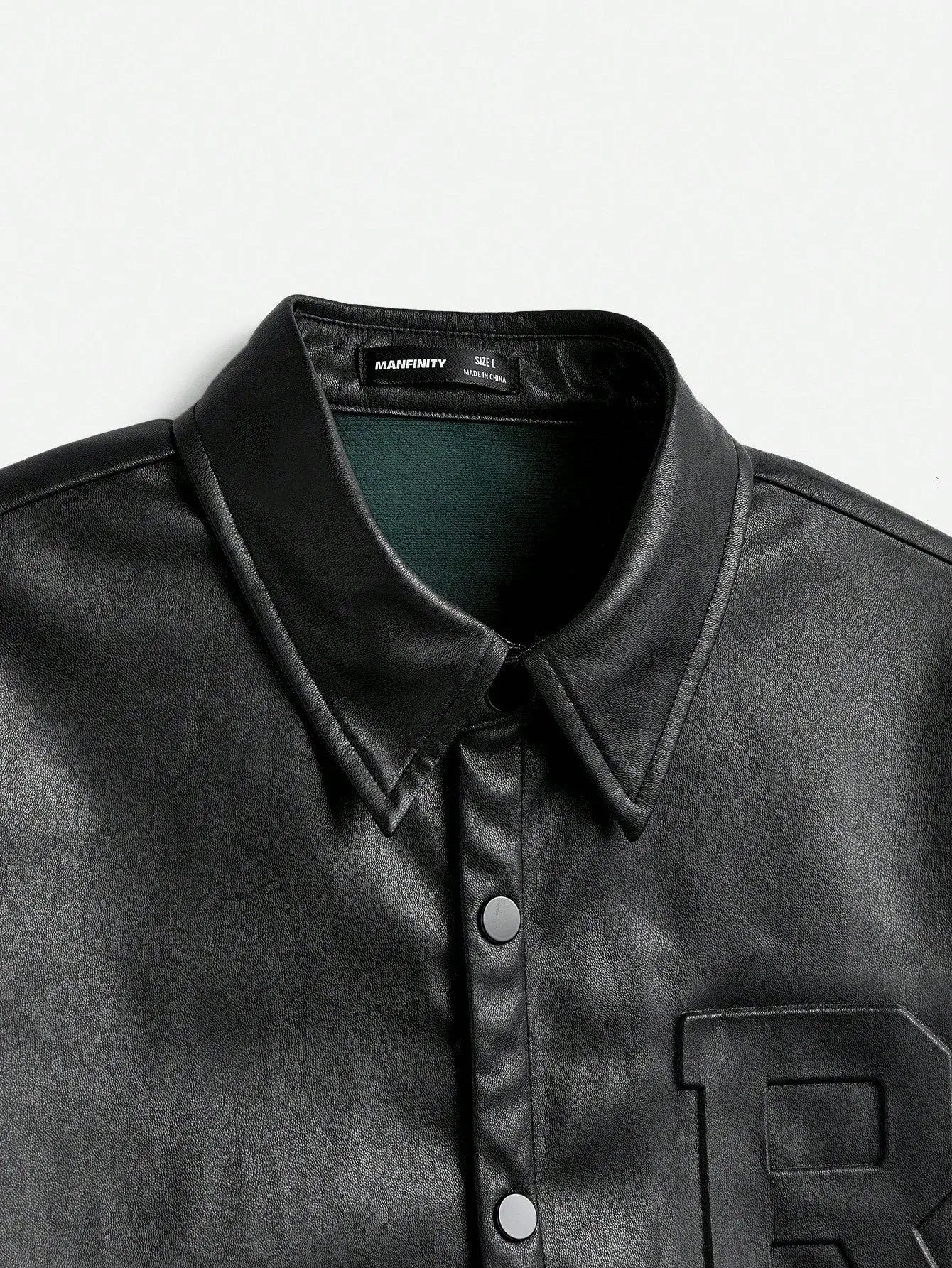Pluto Relentless Black Leather jacket Shirt Manfinity