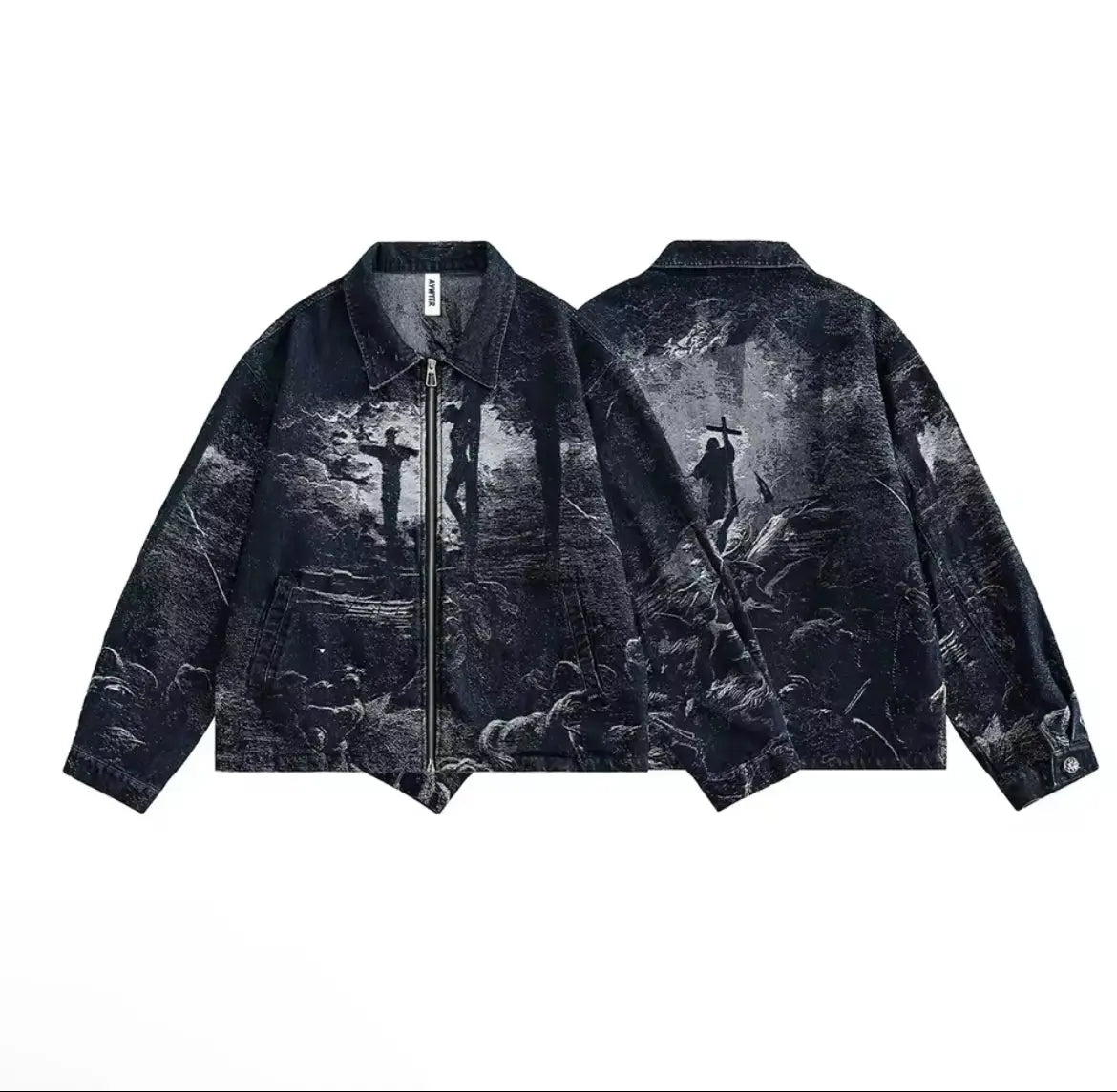 Plutio Christ Hail Textured Grpahic Men’s Jacket abstract Pluto Clo uk | Official Website