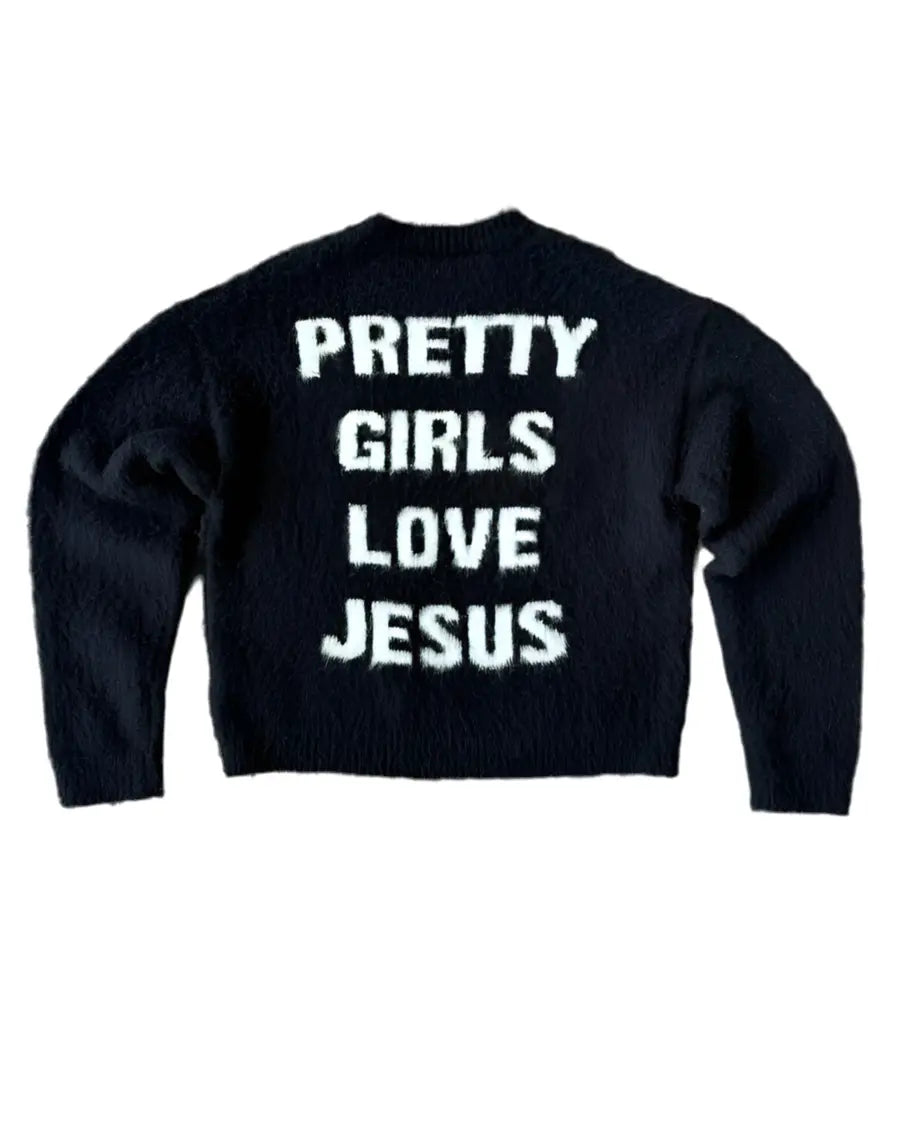 Pluto Pretty Girls love Jesus Respect Crewmeck Unisex Sweater Pluto Clo uk | Official Website