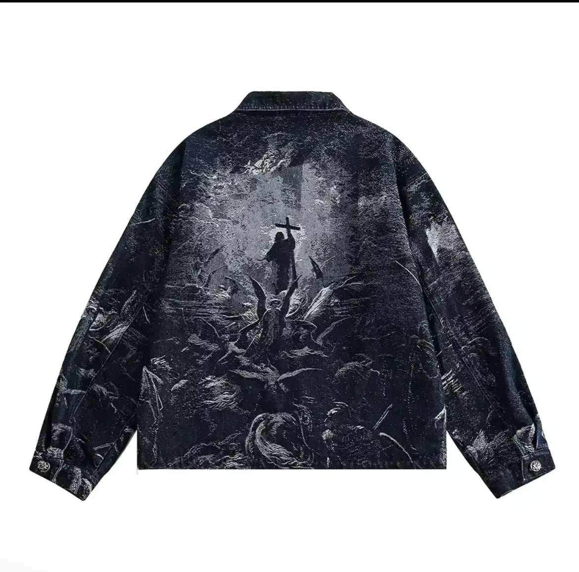 Plutio Christ Hail Textured Grpahic Men’s Jacket abstract Pluto Clo uk | Official Website