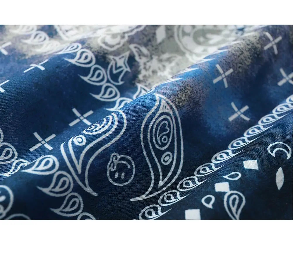 Pluto Crippin’ Blue and Silver Tie Dye Bandana Paisley Shirt Pluto Clo uk | Official Website