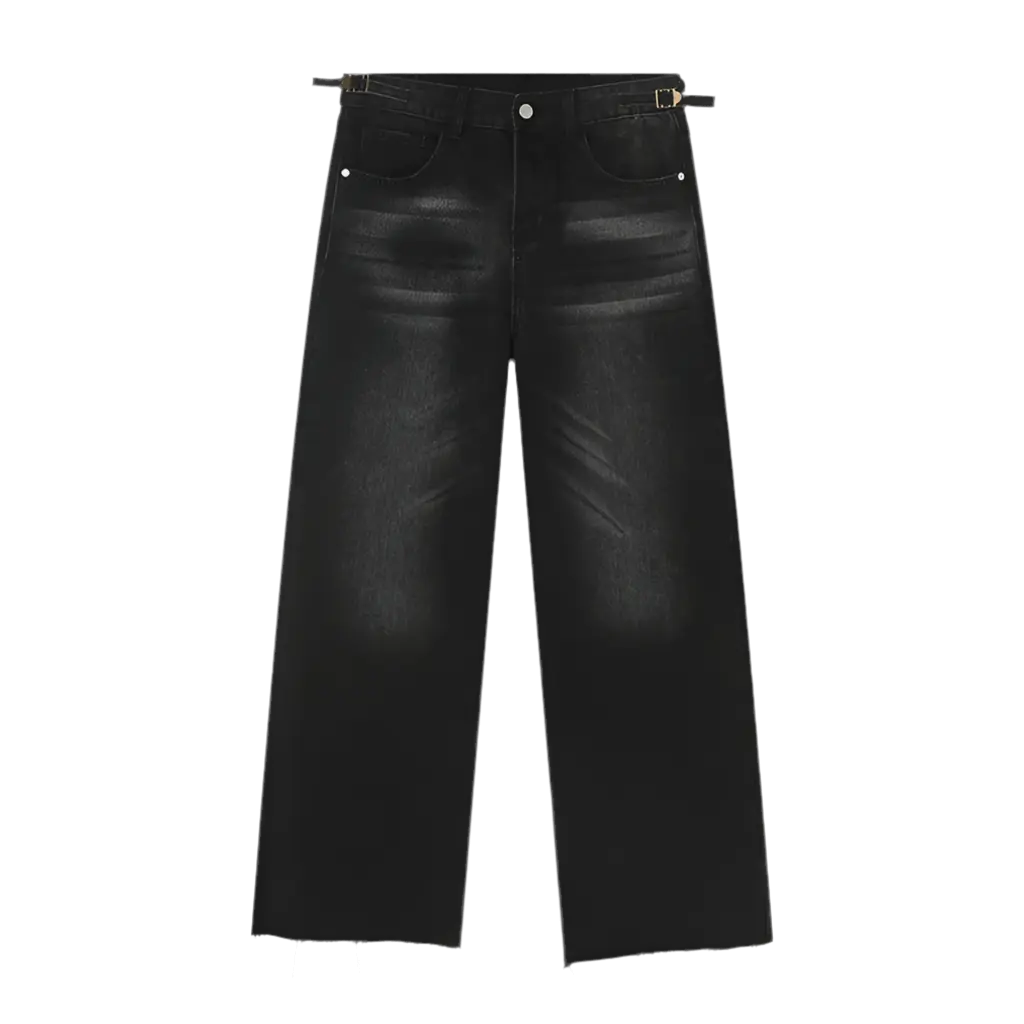 Pluto Obsidian Smoke Wash Straight Wide Leg Jeans: Pluto Clo uk | Official Website