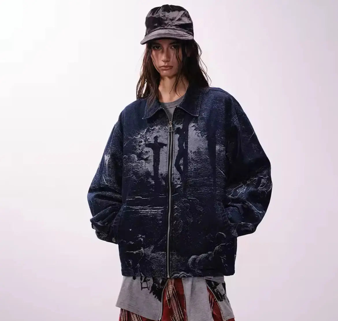 Plutio Christ Hail Textured Grpahic Men’s Jacket abstract Pluto Clo uk | Official Website