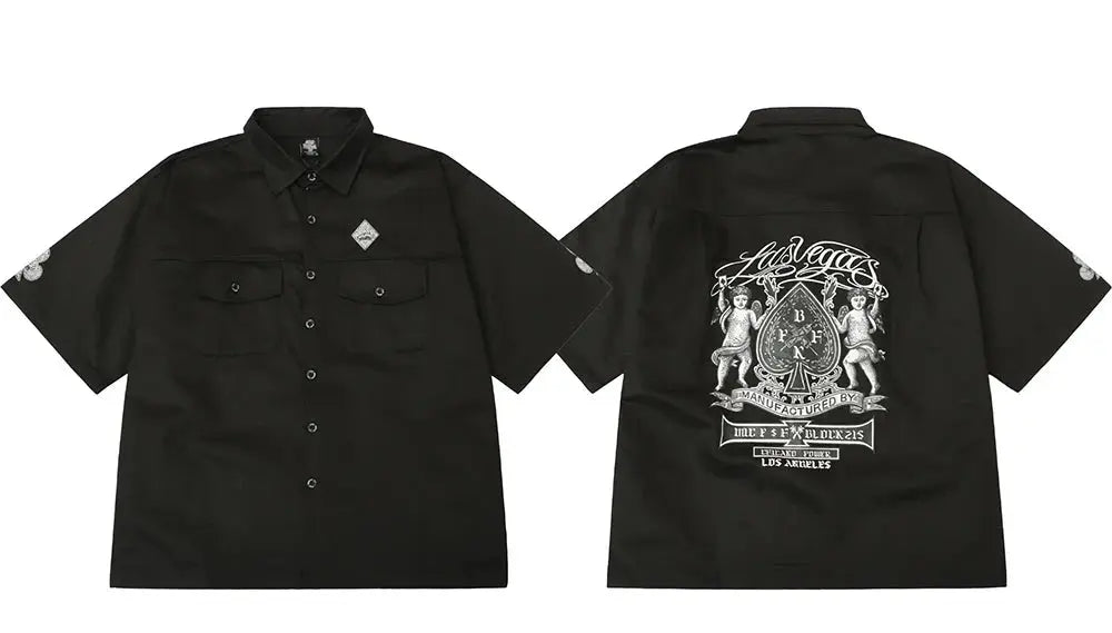 Pluto Ace of Spades Black Short Sleeve Shirt Pluto Clo uk | Official Website