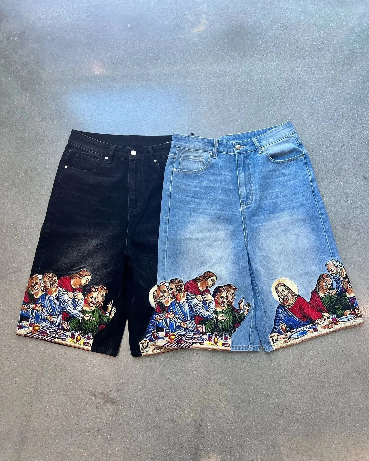Pluto Last Supper Graphic Jorts Unisex Shorts Pluto Clo uk | Official Website
