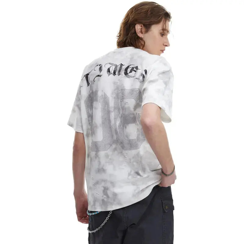 Pluto Times of Smoke washed Jersey T-Shirt Black/white Pluto Clo uk | Official Website