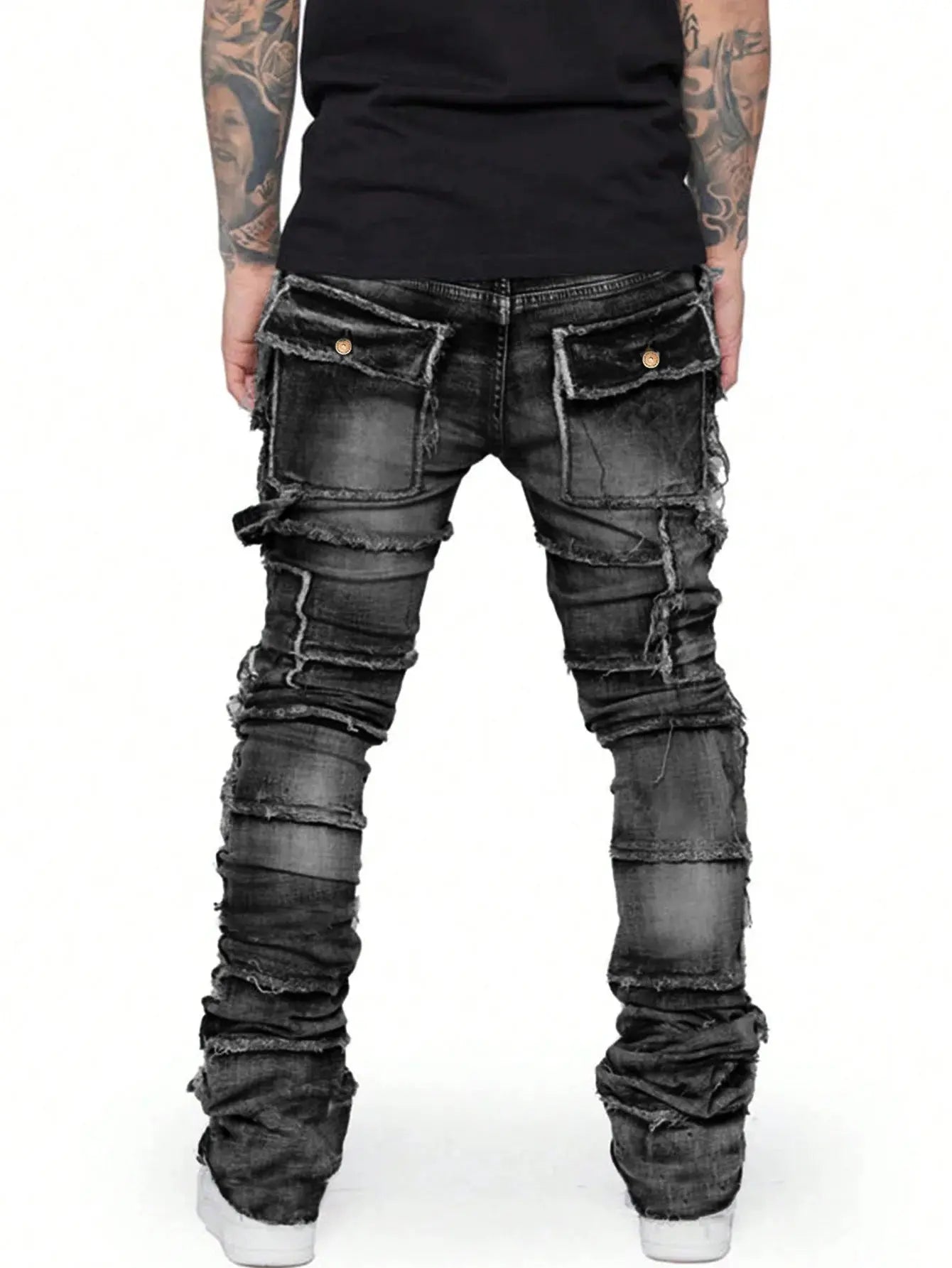 Pluto Distressed Stacked Denim Jeans Pluto Clo uk | Official Website