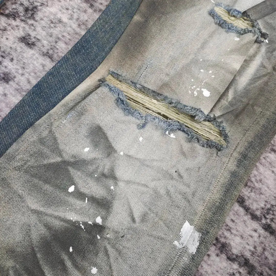 Pluto Blue-sky Mudwash Rugged Flared Panel Jeans Pluto Clo uk | Official Website