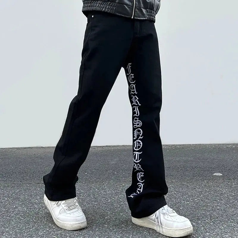 Pluto Panelled Letterman Flare Jeans Black Pluto Clo uk | Official Website