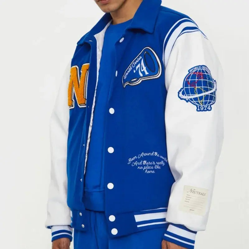 Hip Hop Baseball Jacket Men Streetwear Retro PU Sleeve Leather Embroidery Coats Mens Harajuku Neutrals Blue Varsity Bomber Coat Pluto Clo uk | Official Website