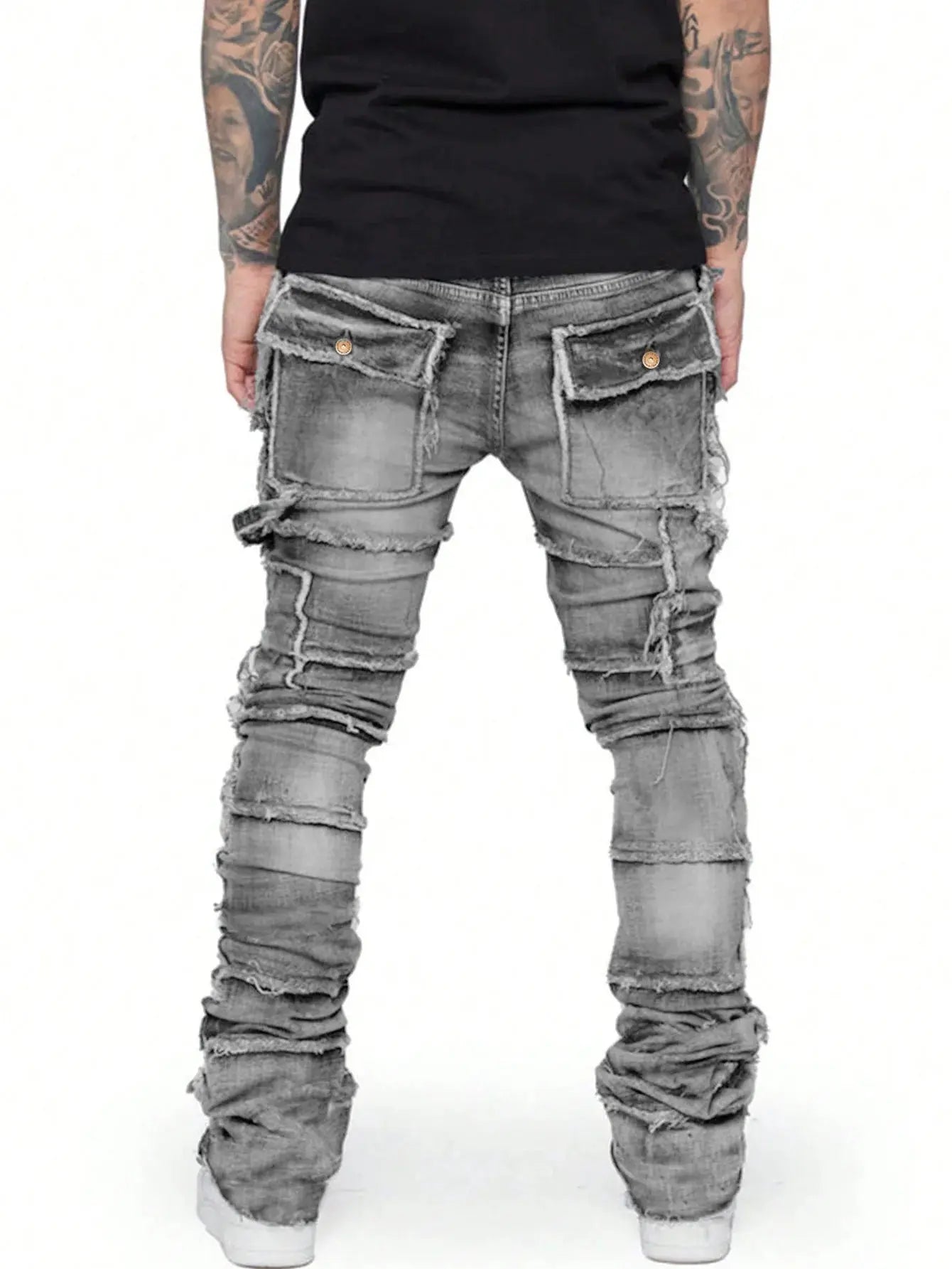 Pluto Distressed Stacked Denim Jeans Pluto Clo uk | Official Website