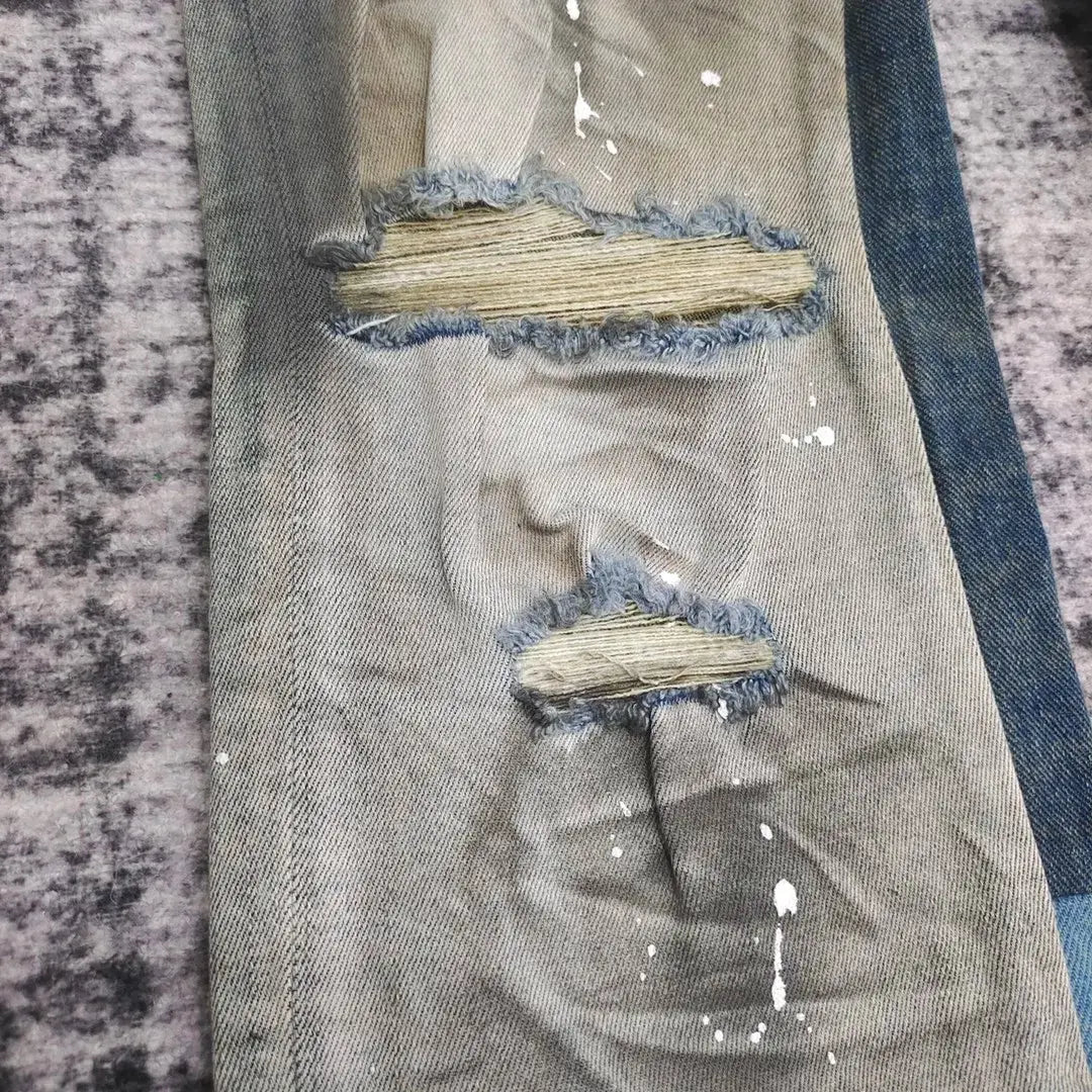 Pluto Blue-sky Mudwash Rugged Flared Panel Jeans Pluto Clo uk | Official Website