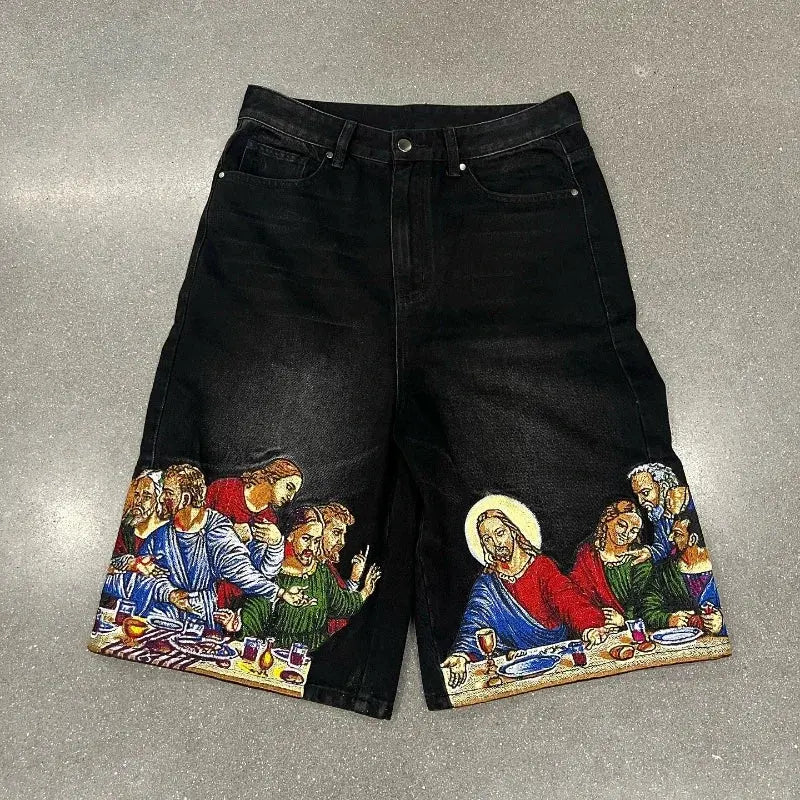 Pluto Last Supper Graphic Jorts Unisex Shorts Pluto Clo uk | Official Website