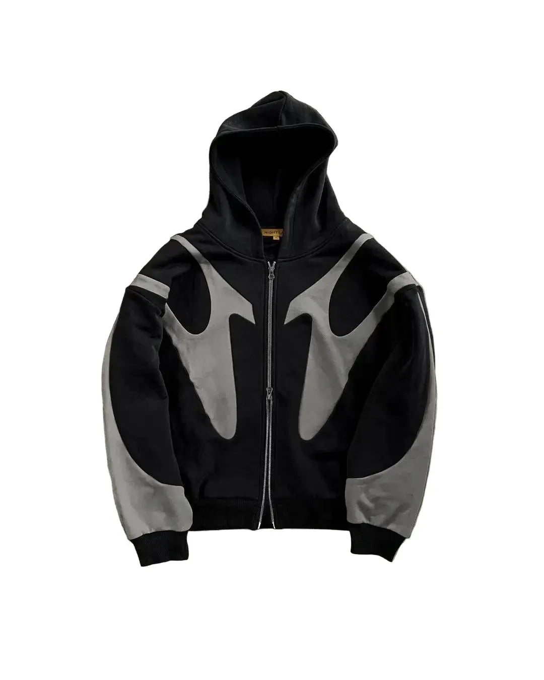Pluto Retro Geometric Zip-Up Hoodie – Black & Grey Unisex Streetwear Jacket Pluto Clo uk | Official Website