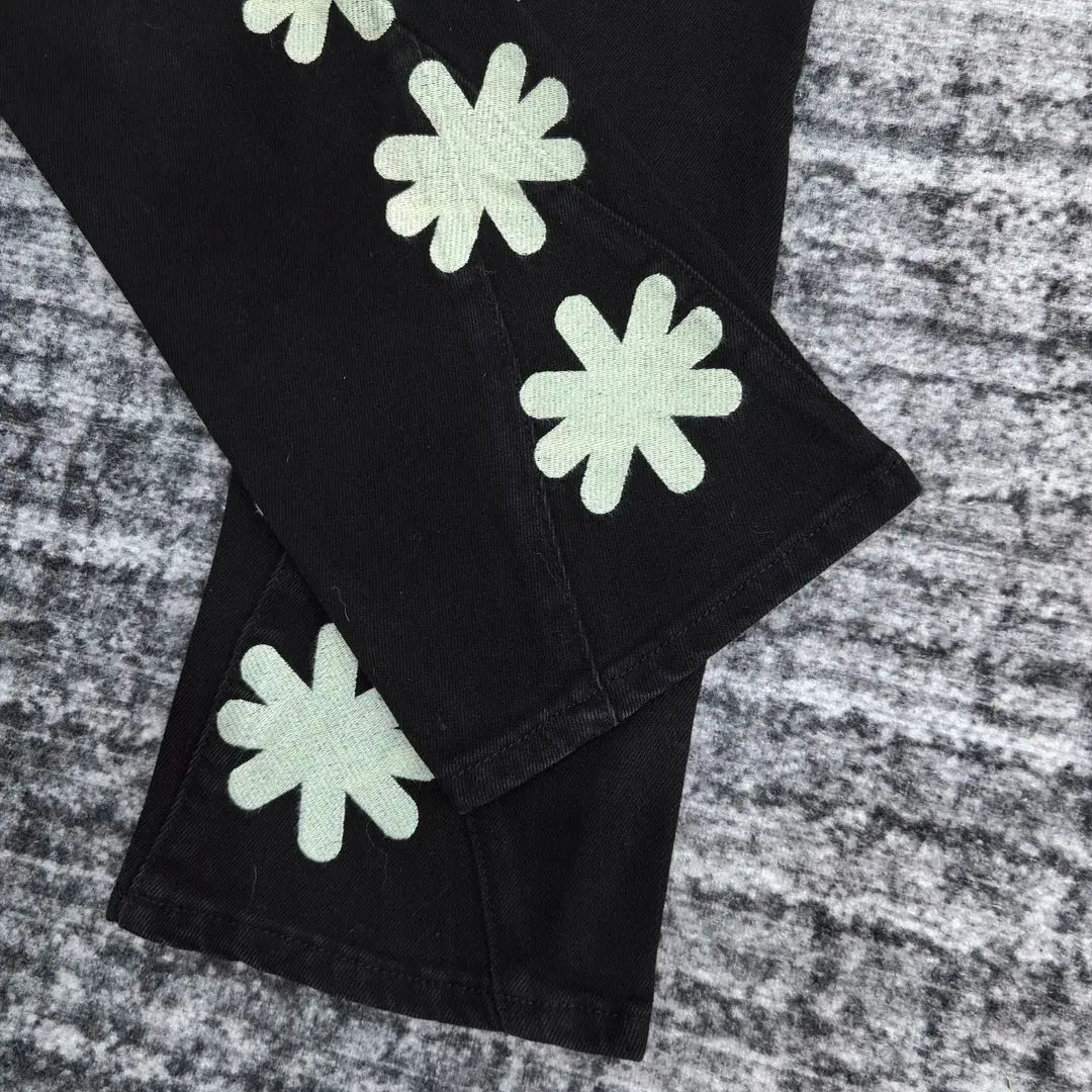 Pluto obsidian Punk Floral Straight Jeans Pluto Clo uk | Official Website