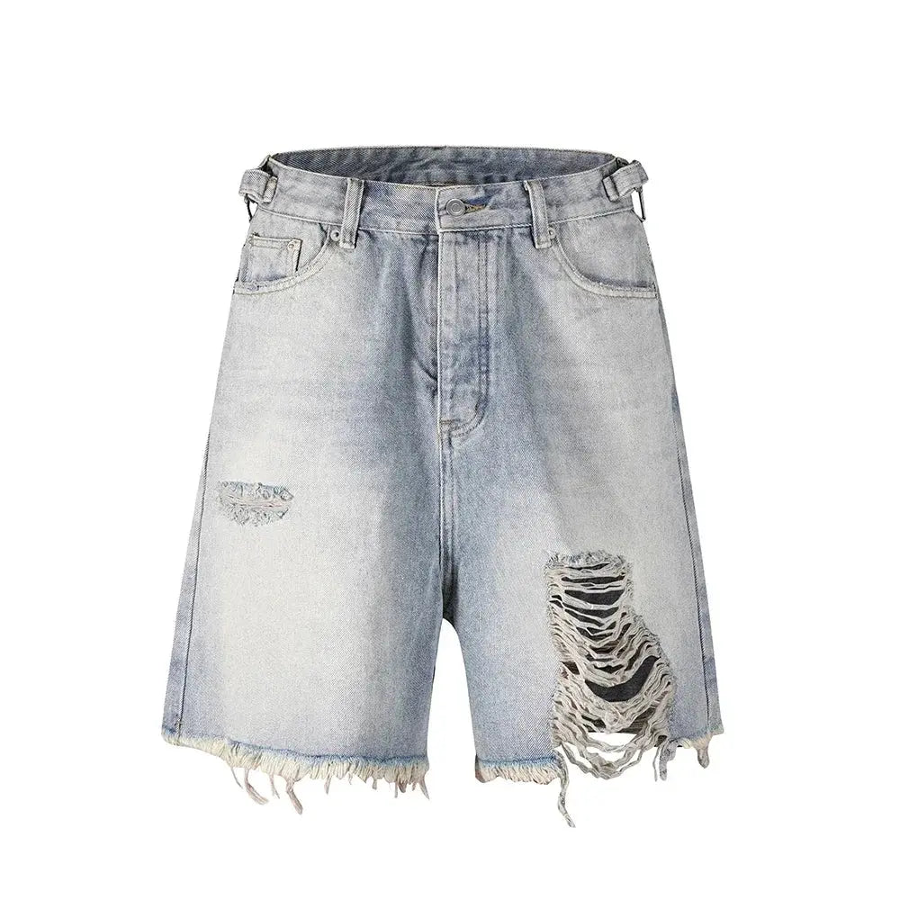 Pluto Gradient Washed blue Denim Streetwear distressed Shorts / Jorts Pluto Clo uk | Official Website