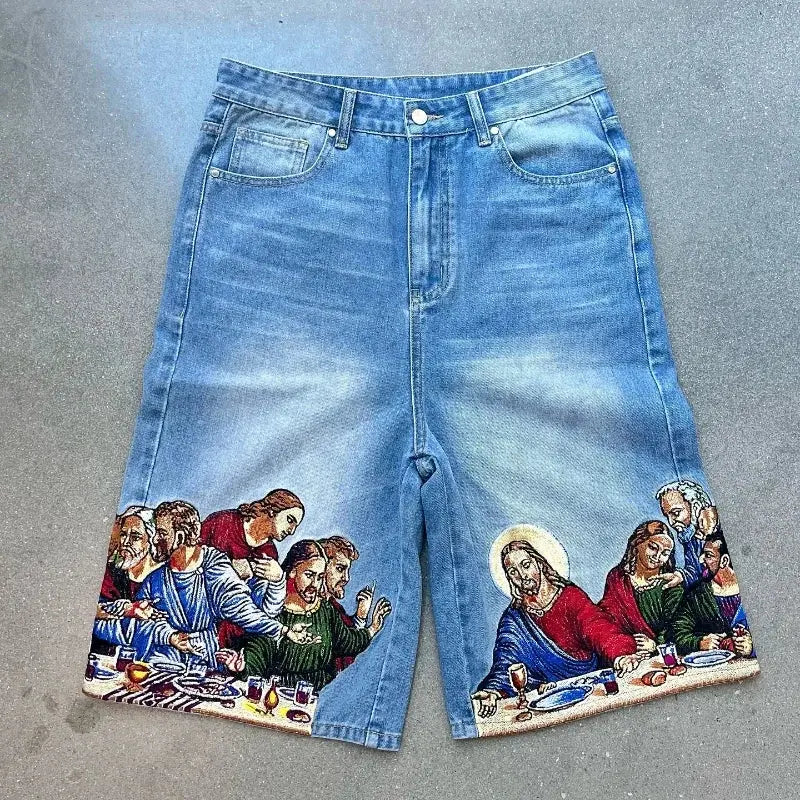 Pluto Last Supper Graphic Jorts Unisex Shorts Pluto Clo uk | Official Website