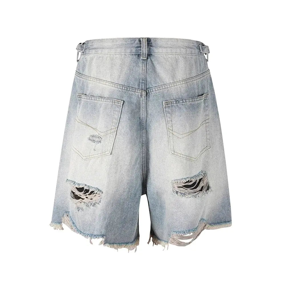 Pluto Gradient Washed blue Denim Streetwear distressed Shorts / Jorts Pluto Clo uk | Official Website