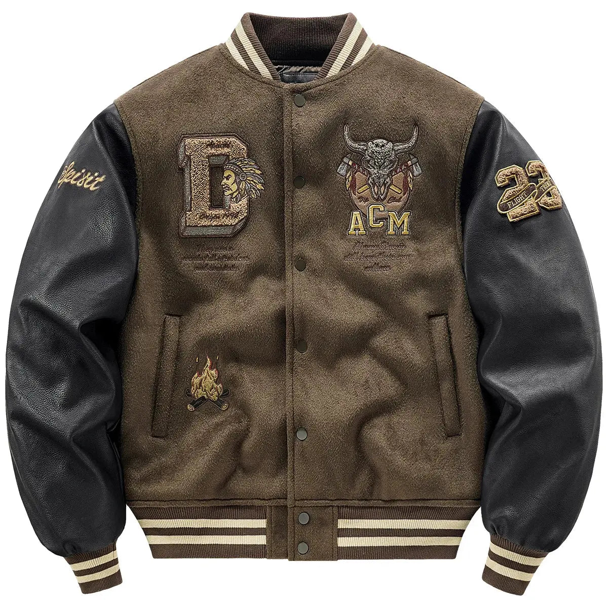 Pluto Bronws Retro Varsity Jacket Collar Cotton Jacket Pluto Clo uk | Official Website