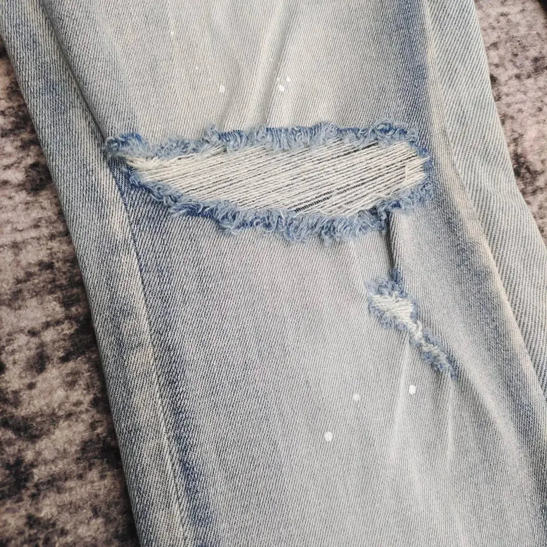 Pluto Preme Panel Men’s Designer Jeans - Blue and White Premium Denim - Slim Fit Streetwear Pluto Clo uk | Official Website