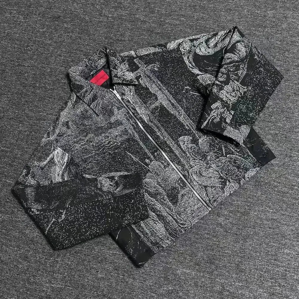 Plutio Christ Hail Textured Grpahic Men’s Jacket abstract Pluto Clo uk | Official Website