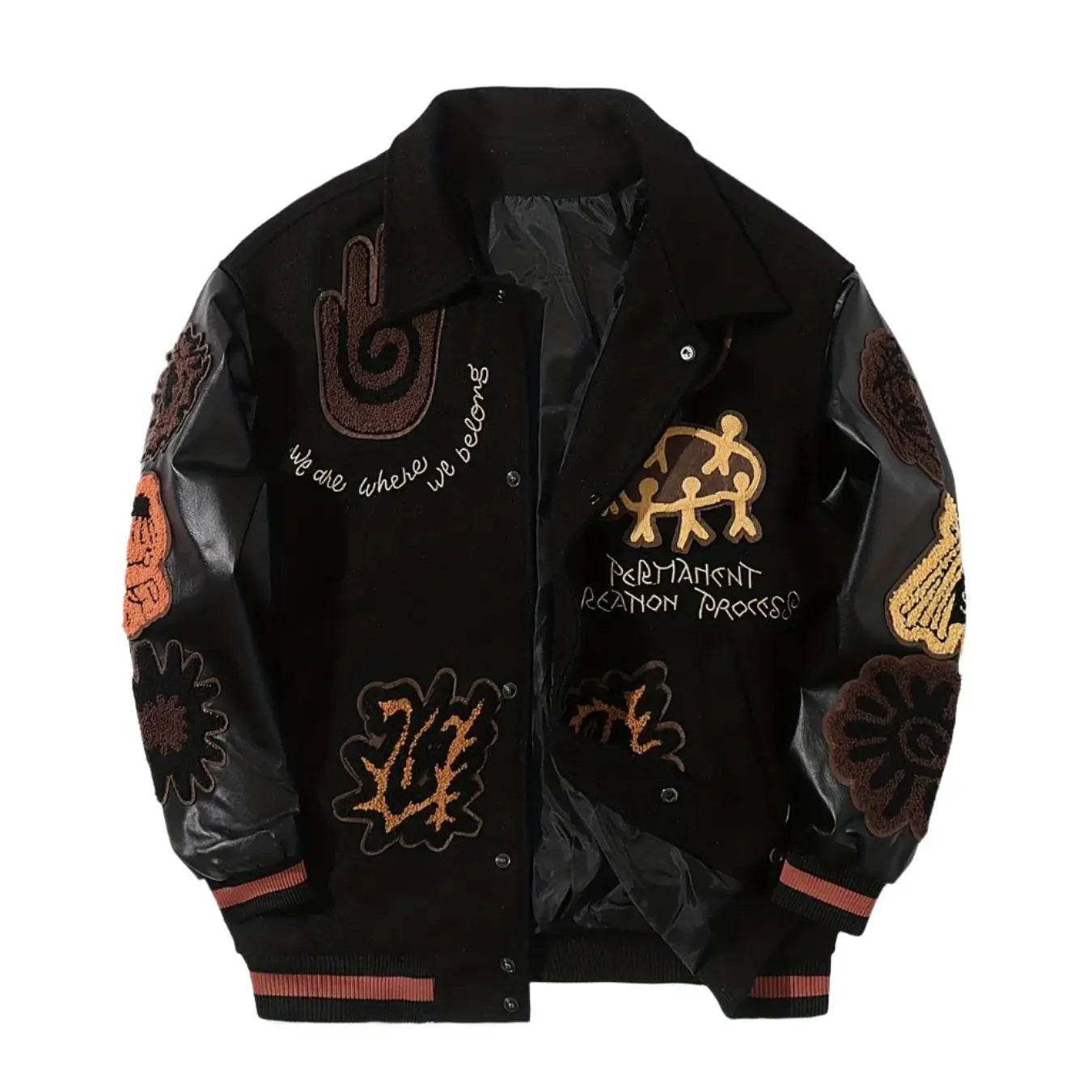 Pluto Belong Black/Brown Varsity Jacket Pluto Clo uk | Official Website