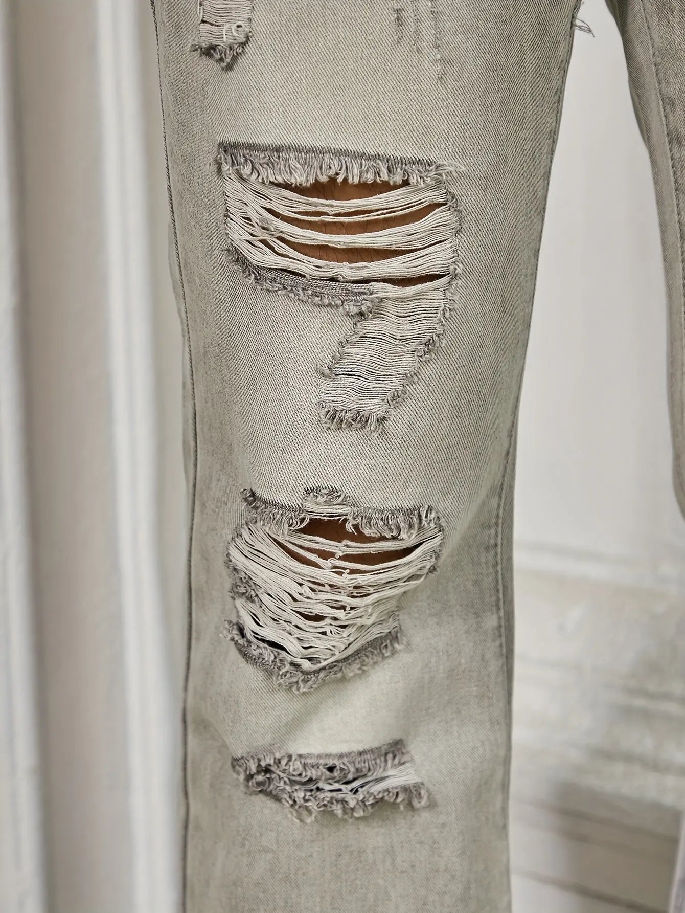Pluto Distressed Grey Men's Casual Flare Jeans Pluto Clo uk | Official Website