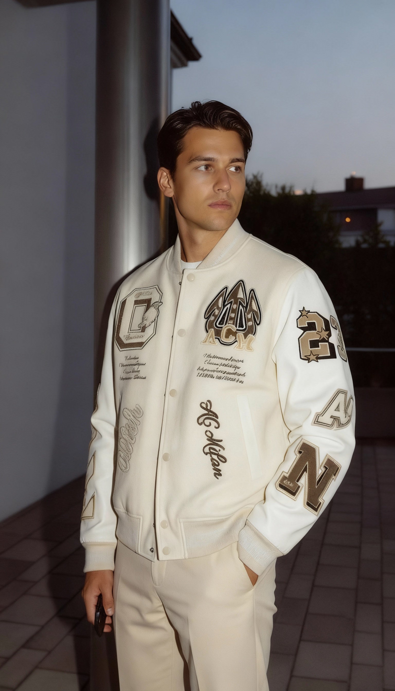 Pluto Ac Milan Varsity Jacket Beige
