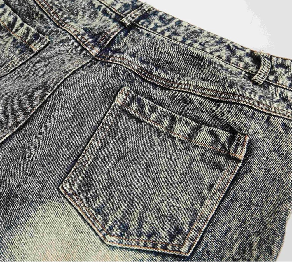 Pluto Camo’d Out Spliced Denim Mens Streetwear Washed Distressed Shorts Pluto Clo uk | Official Website