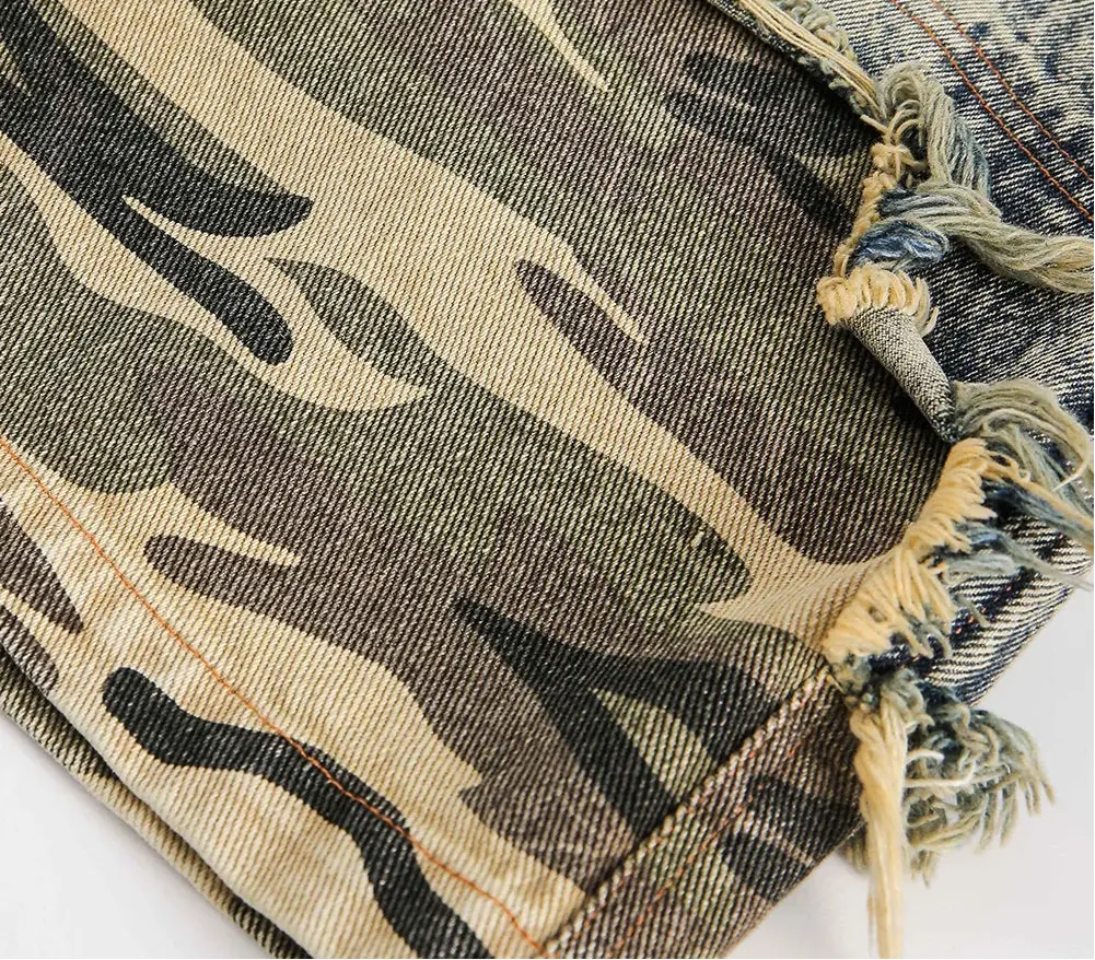 Pluto Camo’d Out Spliced Denim Mens Streetwear Washed Distressed Shorts Pluto Clo uk | Official Website