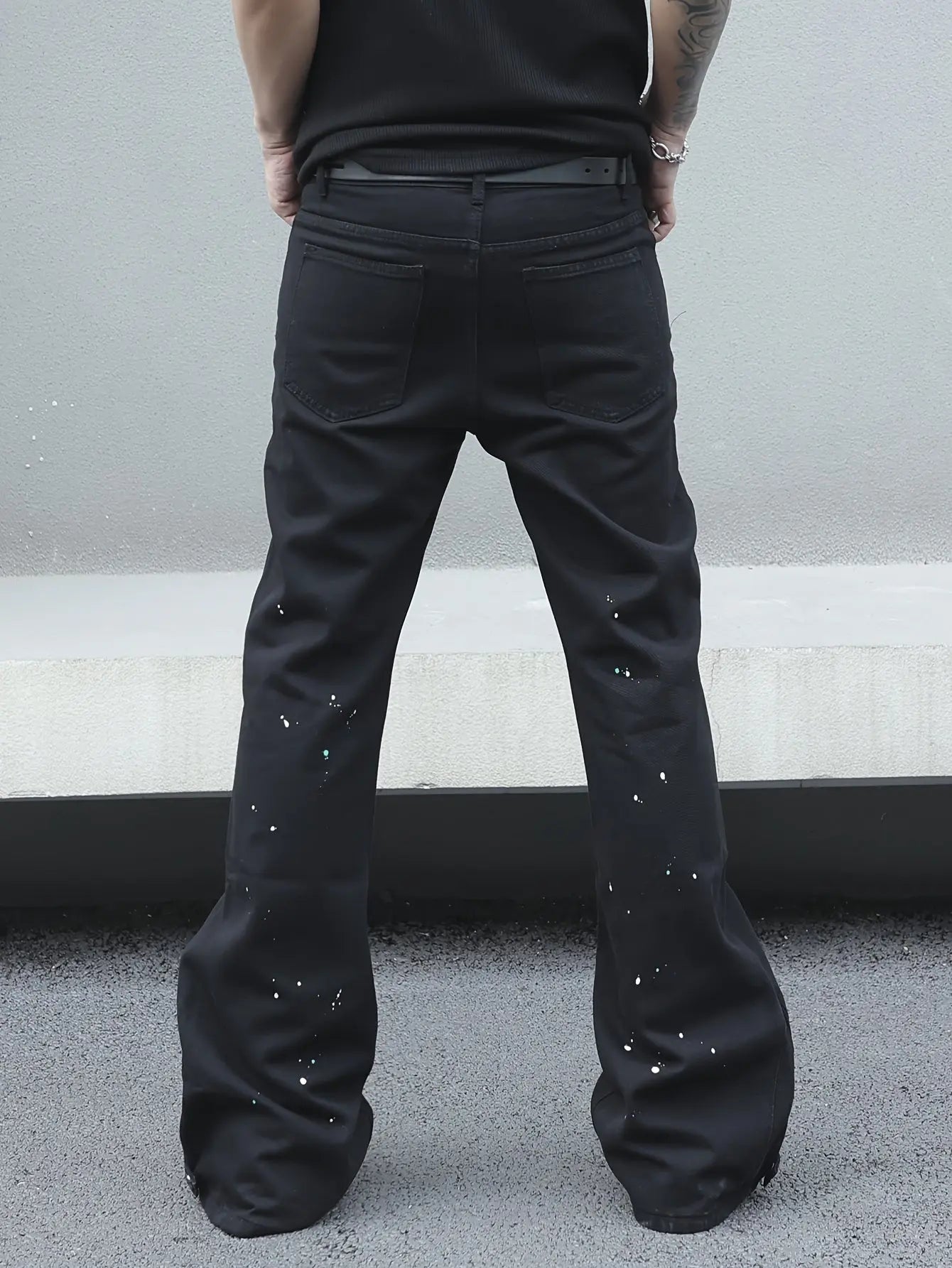 Pluto Black Comfy Loose Fit Flares Jeans Pluto Clo uk | Official Website