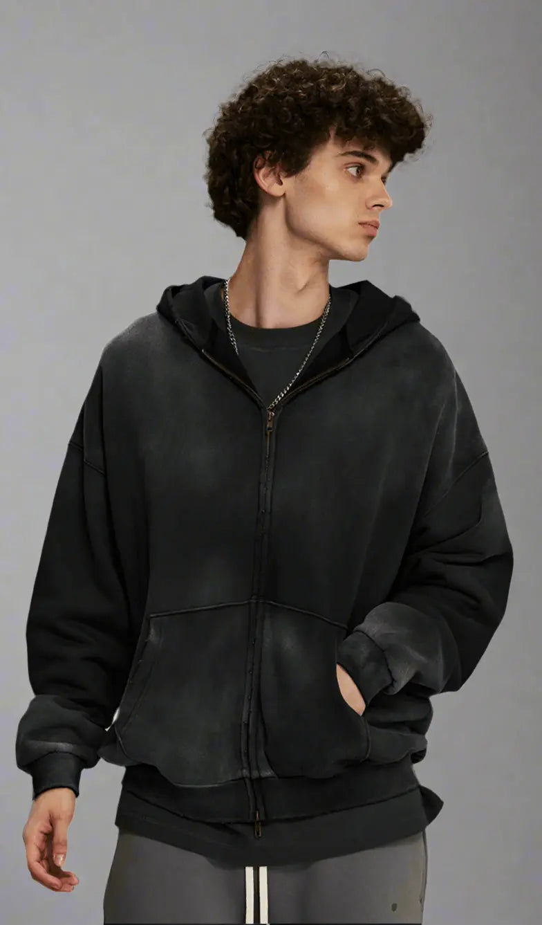 Pluto Obsidian Washed Cordial Zip-up hoodie Pluto Clo uk | Official Website