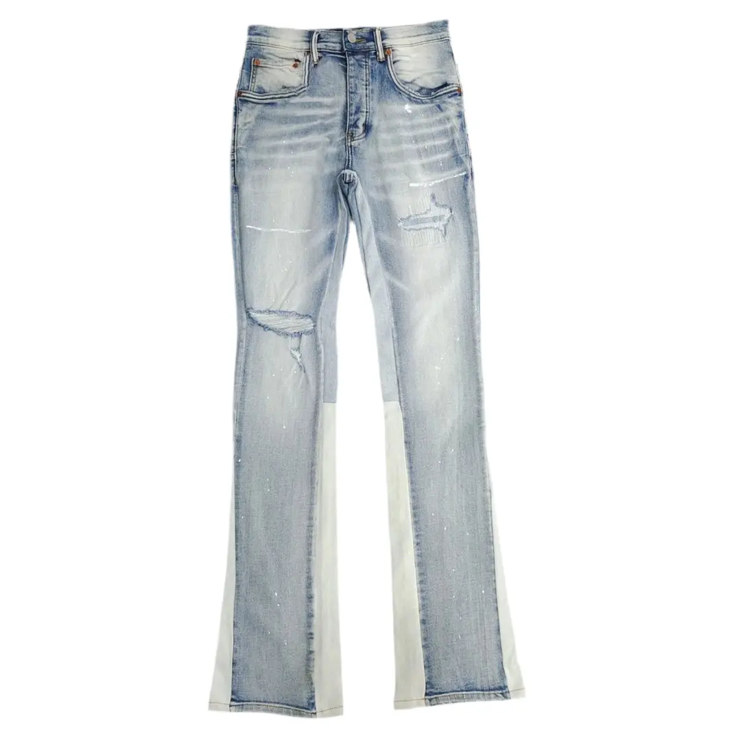 Pluto Preme Panel Men’s Designer Jeans - Blue and White Premium Denim - Slim Fit Streetwear Pluto Clo uk | Official Website