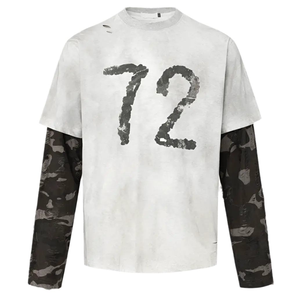 Pluto 72 Grunge Peice long Camo Sleeve T-Shirt Pluto Clo uk | Official Website