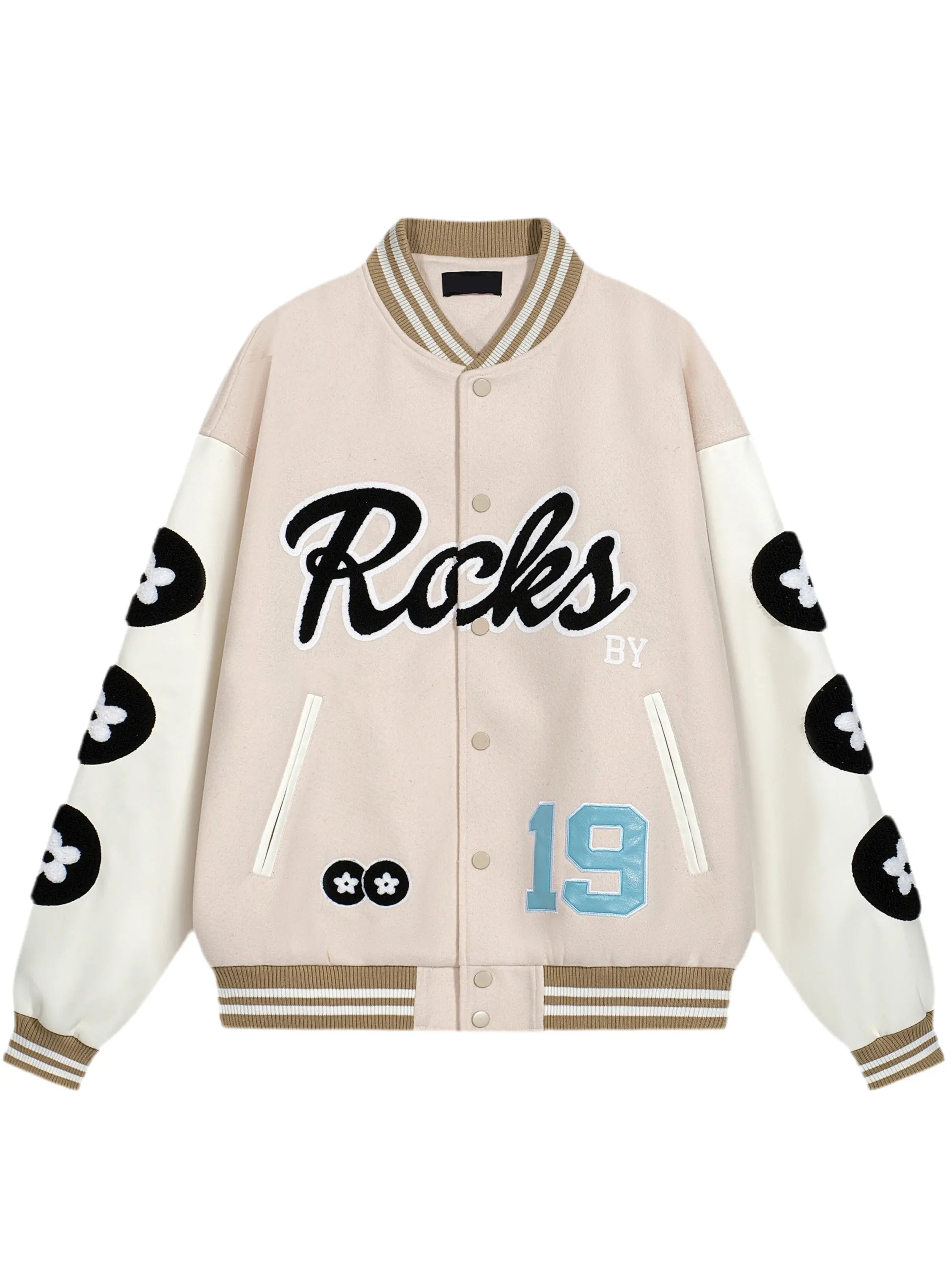 Pluto Rock Beige Varsity Jacket Pluto Clo uk | Official Website