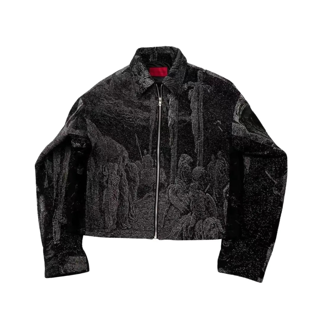 Plutio Christ Hail Textured Grpahic Men’s Jacket abstract Pluto Clo uk | Official Website