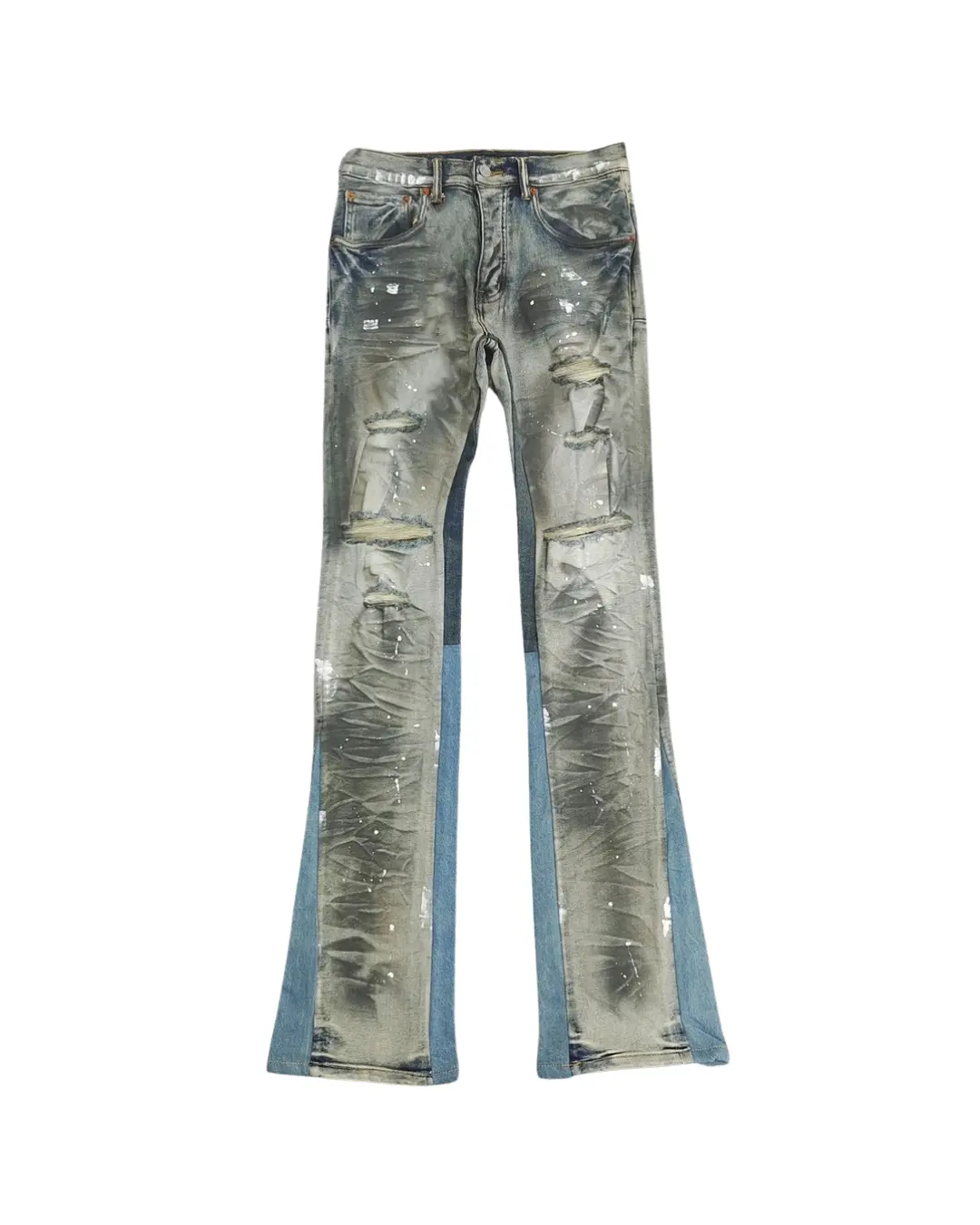 Pluto Blue-sky Mudwash Rugged Flared Panel Jeans Pluto Clo uk | Official Website
