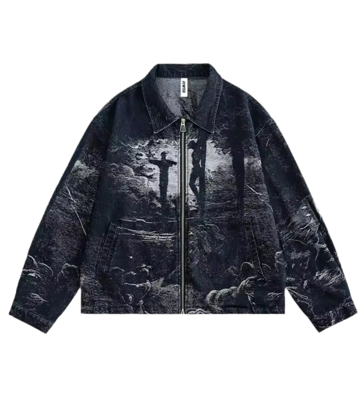 Plutio Christ Hail Textured Grpahic Men’s Jacket abstract Pluto Clo uk | Official Website