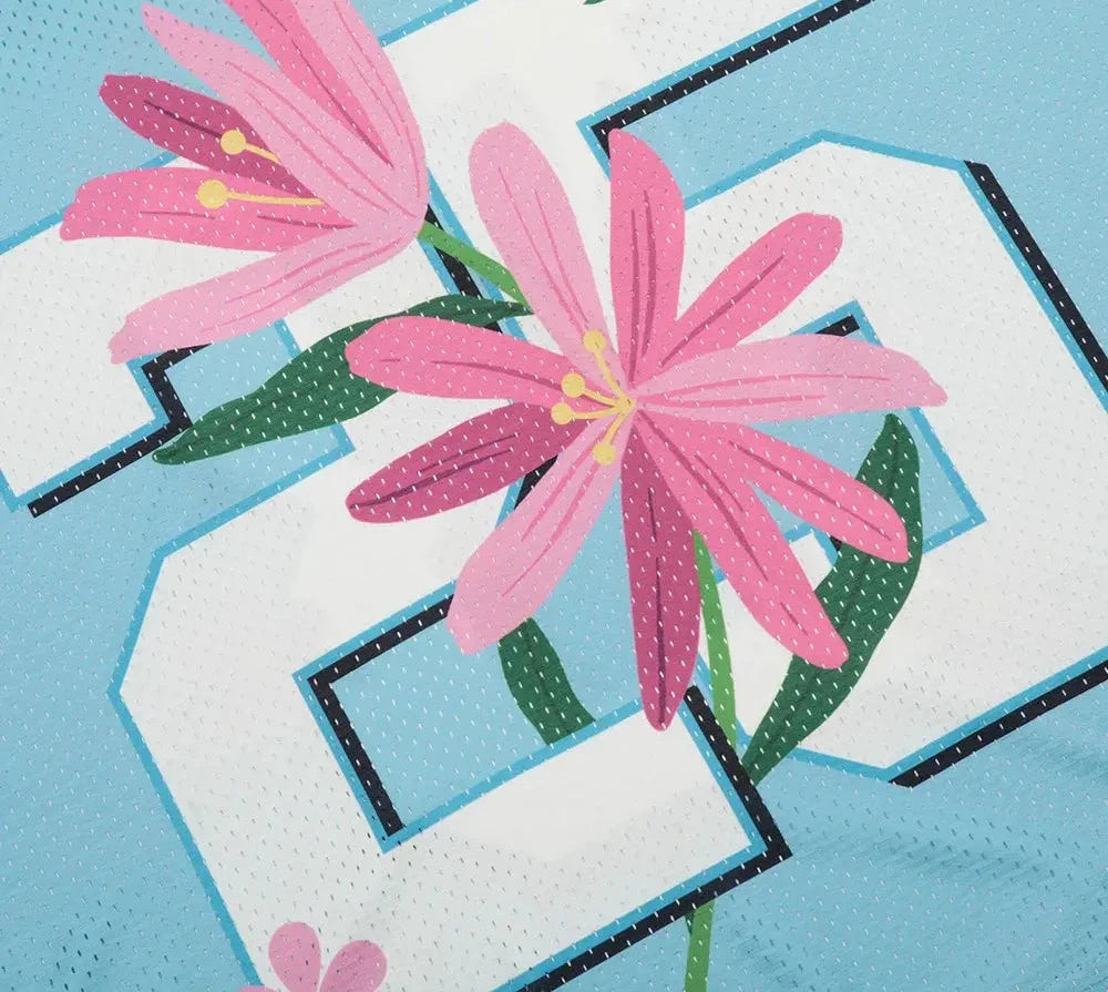 Flower Print Mesh Short Sleeve T-shirt Mens Paneled Summer High Street V-neck Half-Sleeve Loose Tee Men Jersey Pluto Clo uk | Official Website