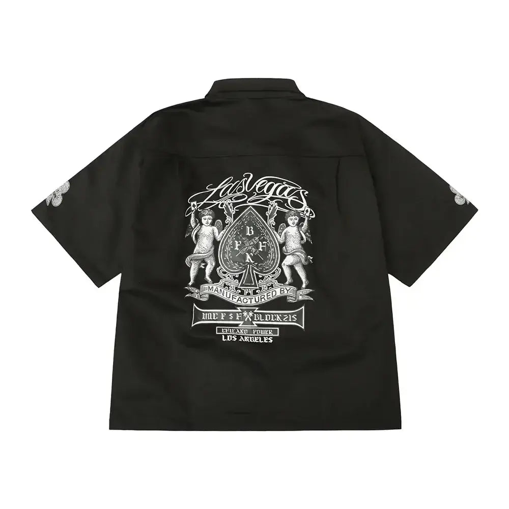 Pluto Ace of Spades Black Short Sleeve Shirt Pluto Clo uk | Official Website