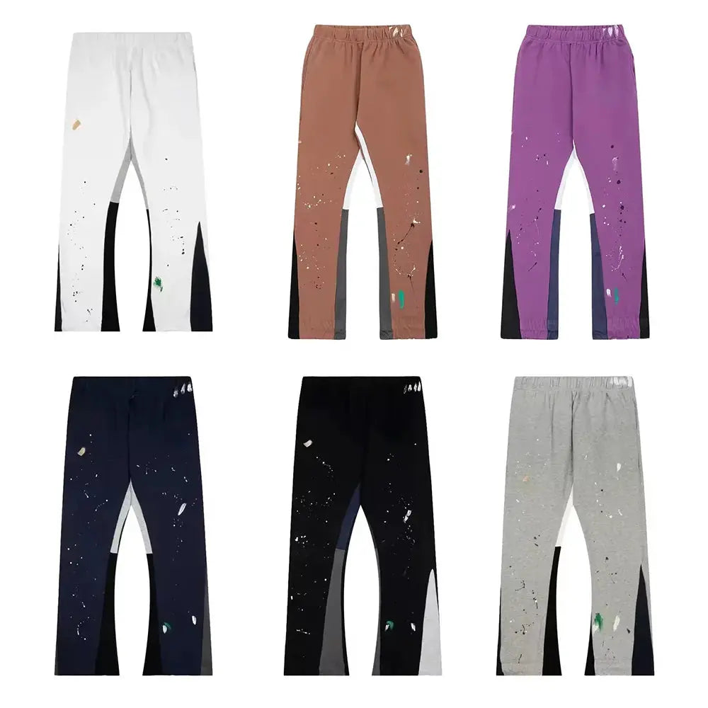 Pluto Retro Tie Dye Graffiti panel Flared Joggers Pluto Clo uk | Official Website