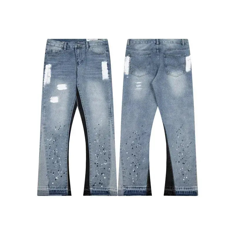 Pluto Patchworks Flared Blue Denims Pluto Clo uk | Official Website