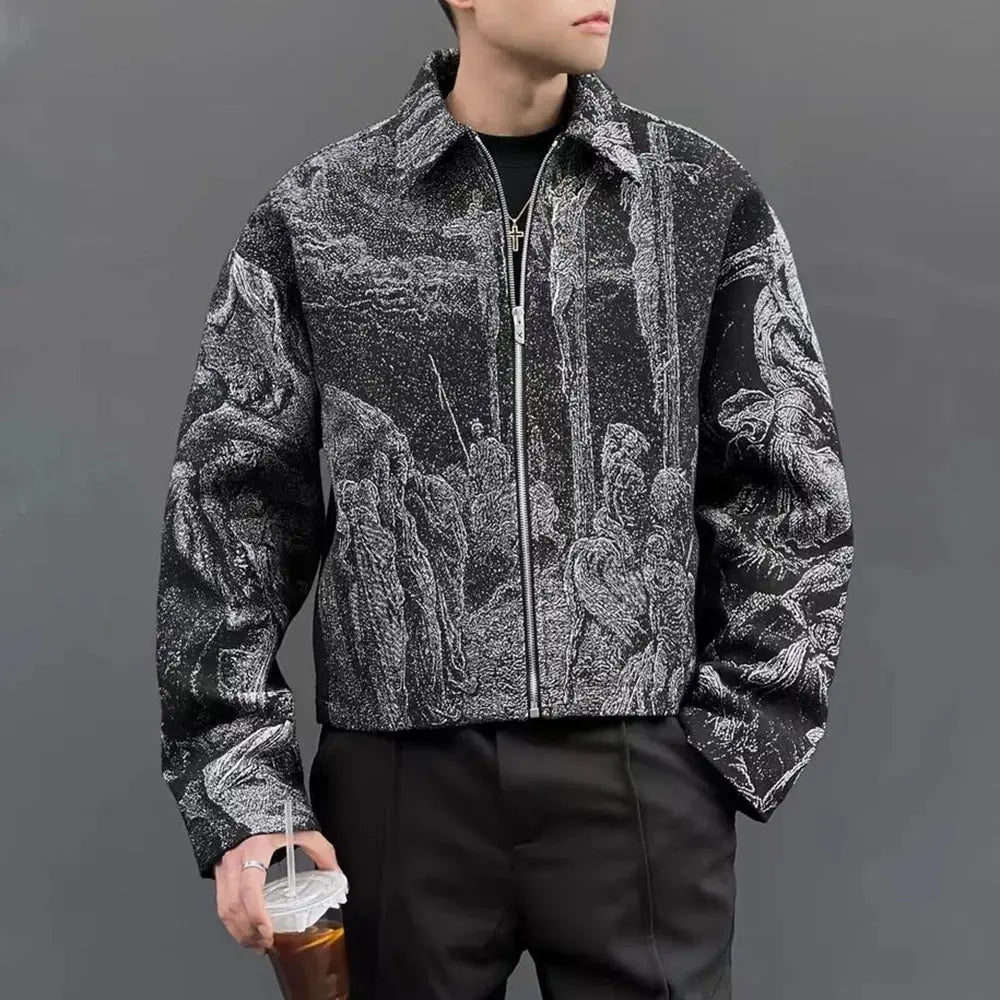 Plutio Christ Hail Textured Grpahic Men’s Jacket abstract Pluto Clo uk | Official Website