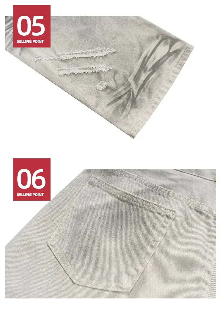 Pluto Textured Tilt White Grey Baggy Jeans Pluto Clo uk | Official Website