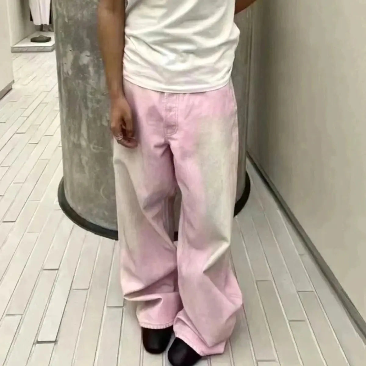 Pluto Streetwear Gradient Color Washed Pink Dirty Jeans Pluto Clo uk | Official Website
