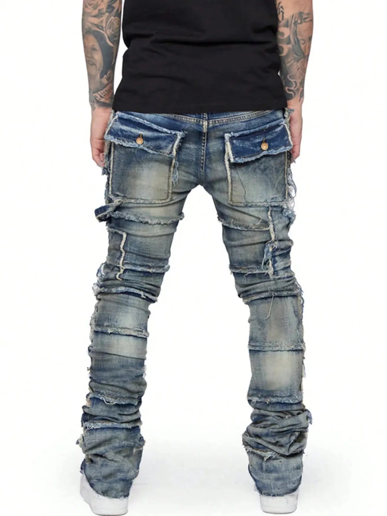 Pluto Distressed Stacked Denim Jeans Pluto Clo uk | Official Website