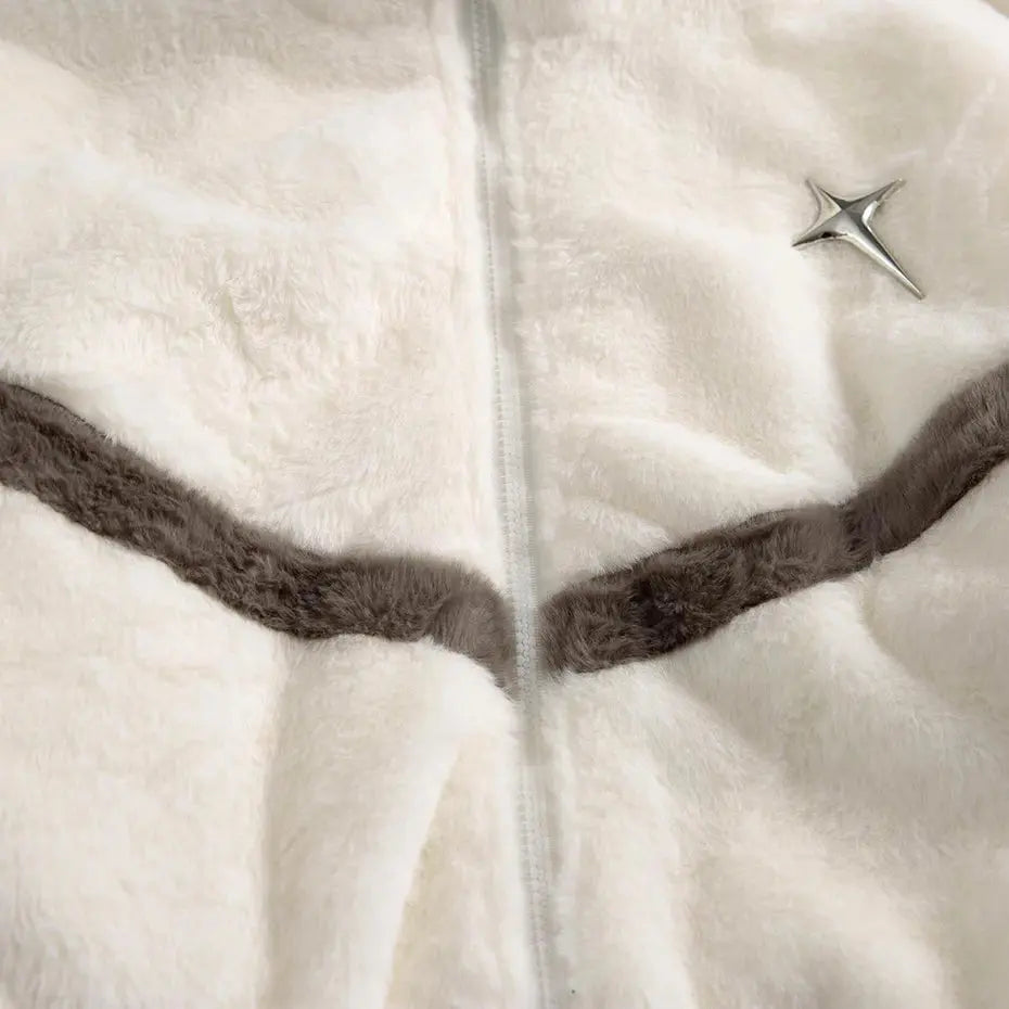 Pluto Hip Hop Star Lamb Wool Fleece — Oversized Streetwear Sherpa Jacket with Embroidered Star Design | Winter Warm Unisex Fit (S–XXL) Pluto Clo uk | Official Website