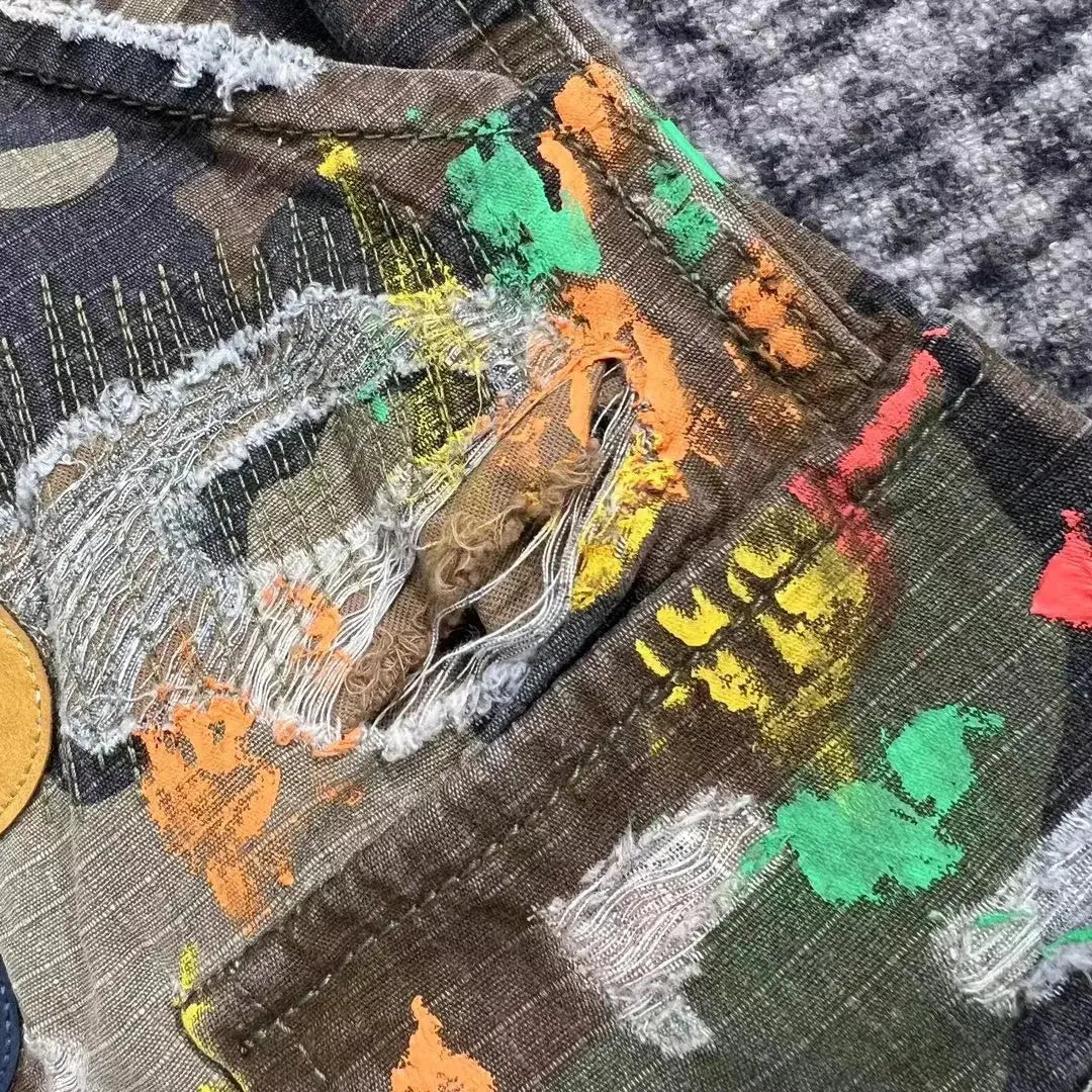 Pluto Fashion Camouflage Splicing Retro Jorts Pluto Clo uk | Official Website