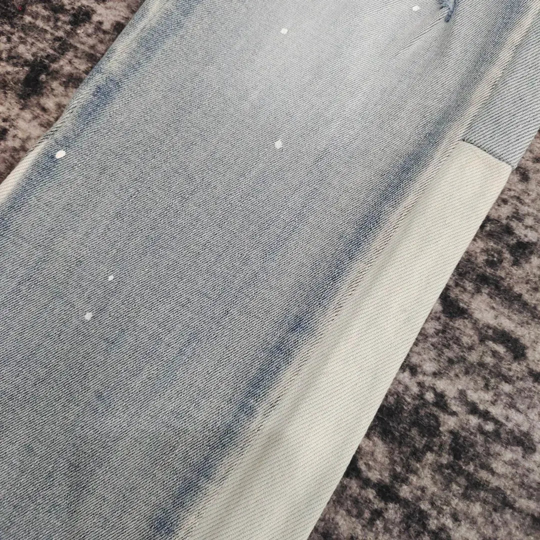 Pluto Preme Panel Men’s Designer Jeans - Blue and White Premium Denim - Slim Fit Streetwear Pluto Clo uk | Official Website