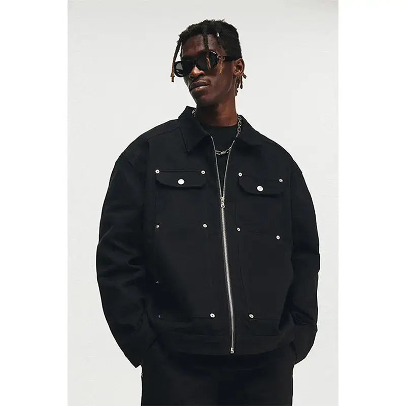 Pluto Rebel Style High Street Metal Stud Denim Jacket Pluto Clo uk | Official Website